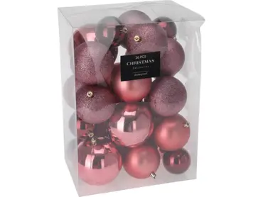 KERSTBAL SET26 DONKER ROZE, Koopman, tuincentrumoutlet.com
