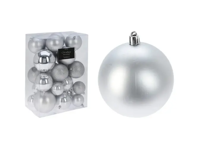 KERSTBAL SET26 ZILVER, Koopman, tuincentrumoutlet.com
