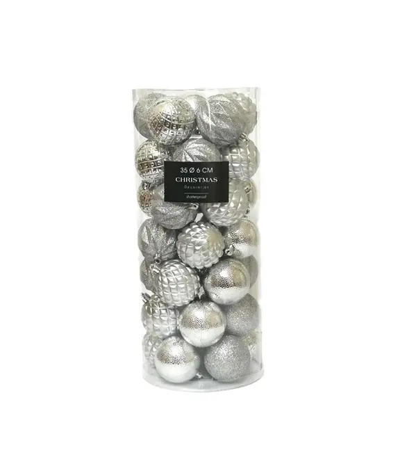 KERSTBALLEN 6CM SET35 ZILVER, Koopman, tuincentrumoutlet.com