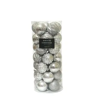 KERSTBALLEN 6CM SET35 ZILVER, Koopman, tuincentrumoutlet.com