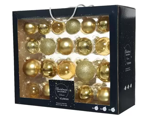 Kerstballen glas - goud 42stk