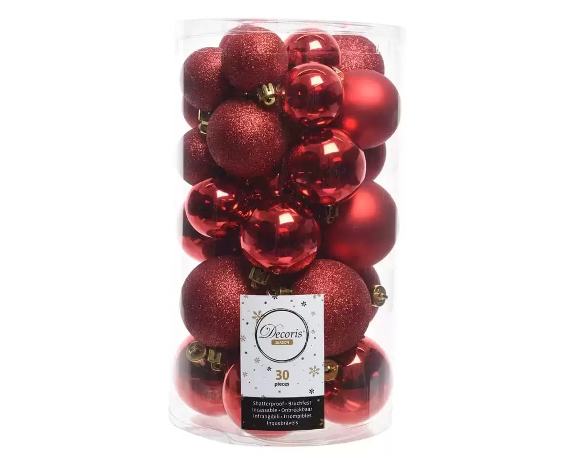 Whitney oosters meer Titicaca Kerstballen onbreekbaar - rood 30stk - Tuincentrum Outlet