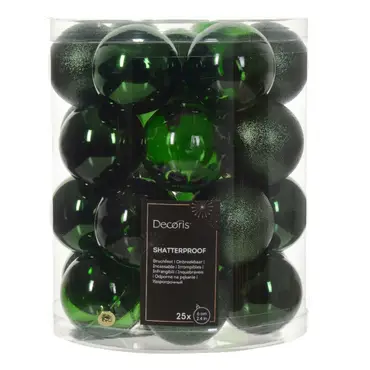 Kerstbalmix plc d6cm 25st den.grn, Decoris, tuincentrumoutlet