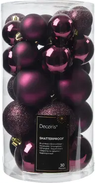 Kerstbalmix plc d6cm 30st d.mauve, Decoris, tuincentrumoutlet