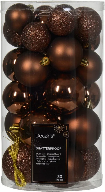 Kerstbalmix plc d6cm 30st espresso, Decoris, tuincentrumoutlet