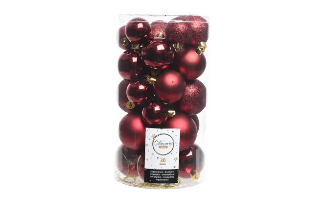 Kerstbalmix plc d6cm 30st ossenbloed. decoris, tuincentrumoutlet.com