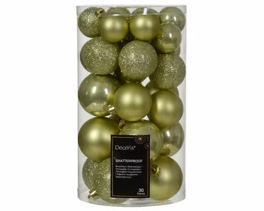 Kerstbalmix plc d6cm 30st pistache, Decoris, tuincentrumoutlet