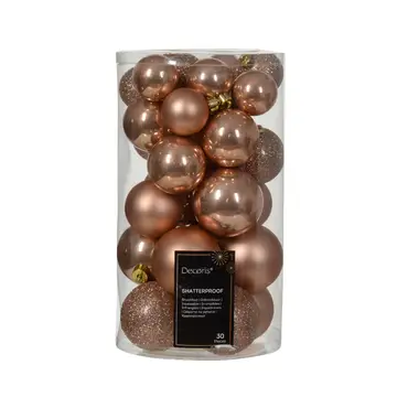 Kerstbalmix plc d6cm 30st rose, Decoris, tuincentrumoutlet
