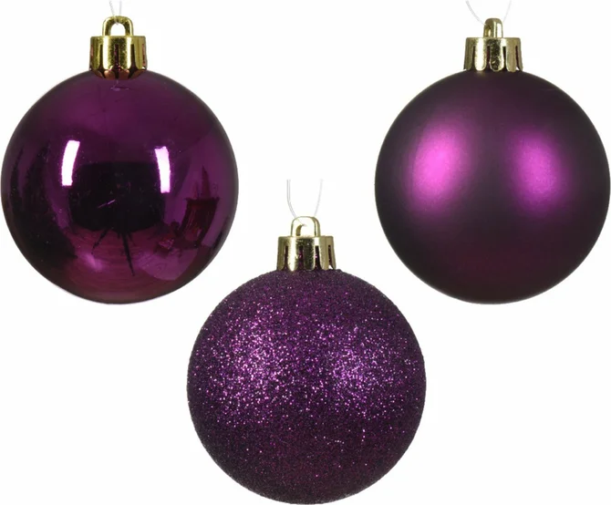 Kerstbalmix plc d6cm 30st violet2, Decoris, tuincentrumoutlet