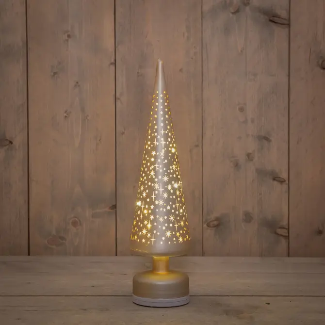 KERSTBOOMPJE GLAS DRAAIEND LED BATTERIJ EN USB AANSLUITING 9X39CM CHAMPAGNE,sfeerfoto  ANNA'S collections, tuincentrumoutlet.com