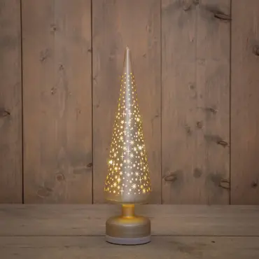 KERSTBOOMPJE GLAS DRAAIEND LED BATTERIJ EN USB AANSLUITING 9X39CM CHAMPAGNE,sfeerfoto  ANNA'S collections, tuincentrumoutlet.com