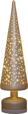 KERSTBOOMPJE GLAS DRAAIEND LED BATTERIJ EN USB AANSLUITING 9X39CM CHAMPAGNE, ANNA'S collections, tuincentrumoutlet.com