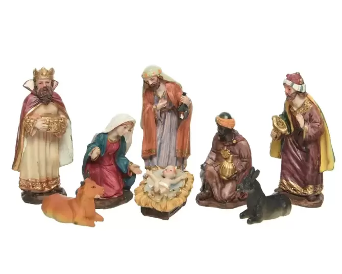 Kerstgroep 8 figuren 12 cm - afbeelding 1