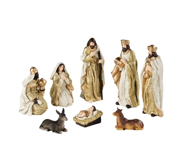 Kerstgroep poly 8 figuren multi, kaemingk, tuincentrumoutlet