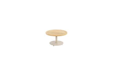 Volta teak salontafel centrale poot latte 60 cm. Ø (H 35) voorkant, 4 Seasons Outdoor, tuincentrumoutlet.com