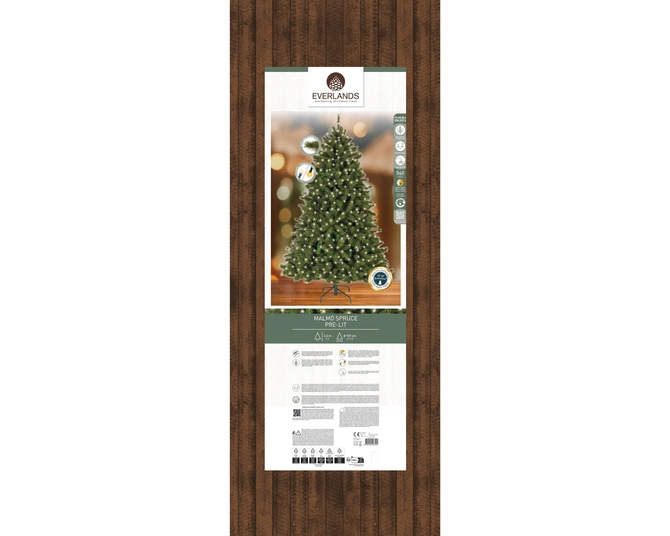 Malmo prelit h240cm 540l grn/wwt/kwrm verpakking, Everlands, tuincentrumoutlet.com