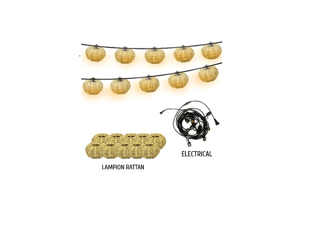 Lampion rotan d25h16cm naturel 10st - afbeelding 3