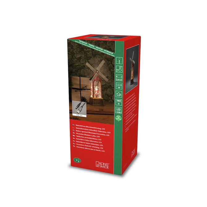 Lantaarn windmolen rood usb/bo doos, Konstsmide, tuincentrumoutlet