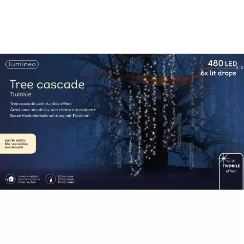 Led Waterval 480 Lichts Warm Wit 8 Functies Twinkle Effect, Lumineo Kaemingk, Tuincentrumoutlet.com