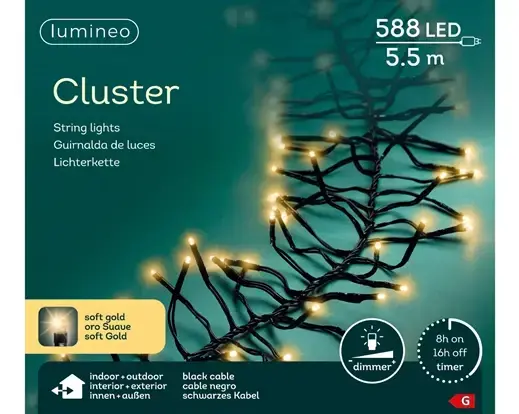 Led cluster 550cm-588l zwrt/sft gld, lumineo, tuincentrumoutlet.com