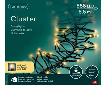 Led cluster 550cm-588l zwrt/sft gld, lumineo, tuincentrumoutlet.com