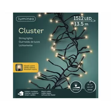 Led cluster l13,5m klassiek warm, Lumineo, tuincentrumoutlet