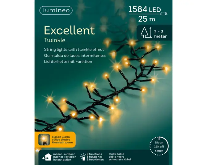 Led excel 2500cm-1584l grn/klwarm, lumineo, tuincentrumoutlet.com