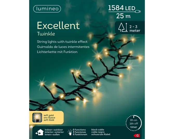Led excel 2500cm-1584l grn/soft gld, lumineo, tuincentrumoutlet.com
