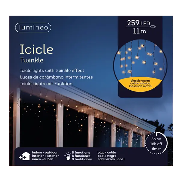 Led icicle l1100h50cm zwrt/kwrm, Lumineo, tuincentrum outlet