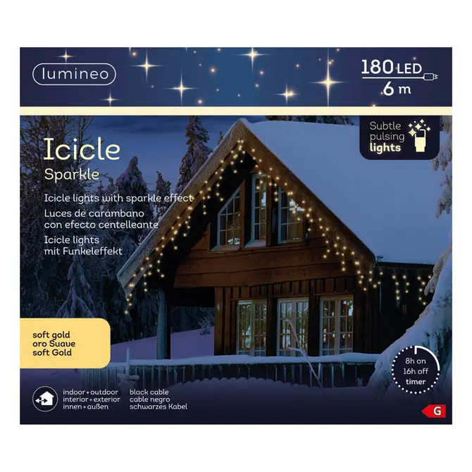 Led icicle l600h50cm180l zwt/sft gld, lumineo, tuincentrumoutlet.com