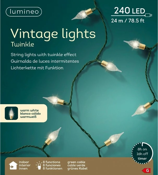 Led vintage lights l2390cm grn/wwt, lumineo, tuincentrumoutlet