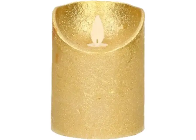 Ledkaars wax+vlam h10cm bo goud, ANNA's collection, tuincentrumoutlet