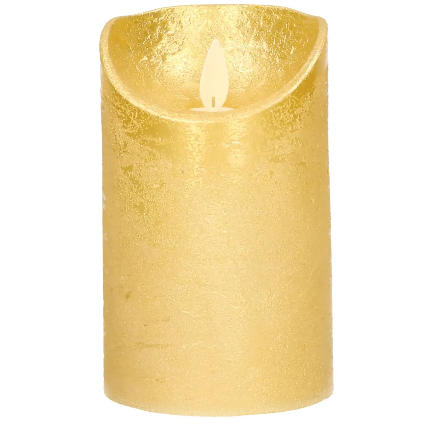Ledkaars wax+vlam h12.5cm bo goud afbeelding