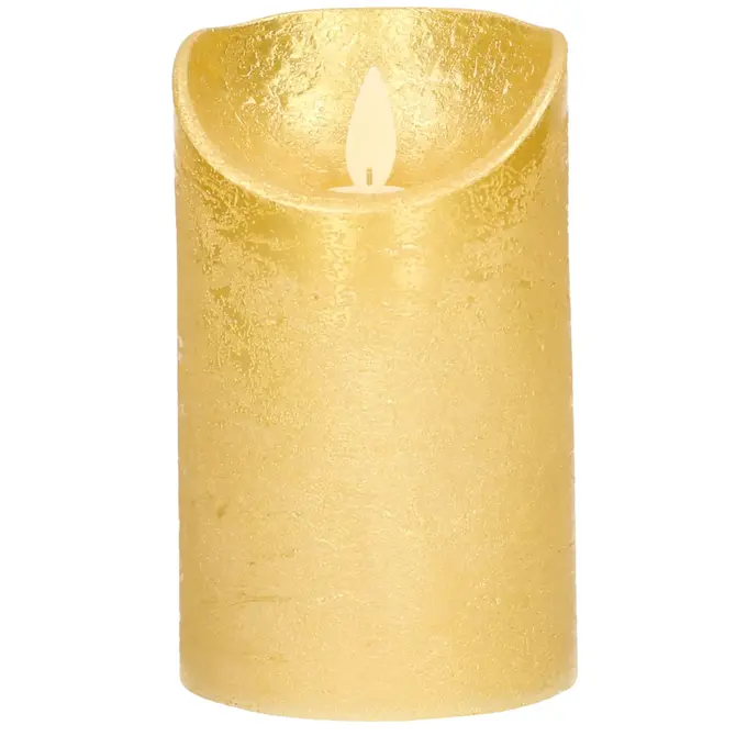 Ledkaars wax+vlam h12.5cm bo goud, ANNA's collection, tuincentrumoutlet