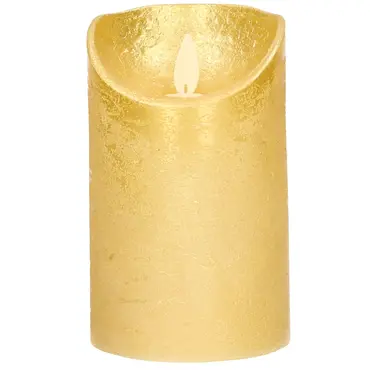 Ledkaars wax+vlam h12.5cm bo goud, ANNA's collection, tuincentrumoutlet