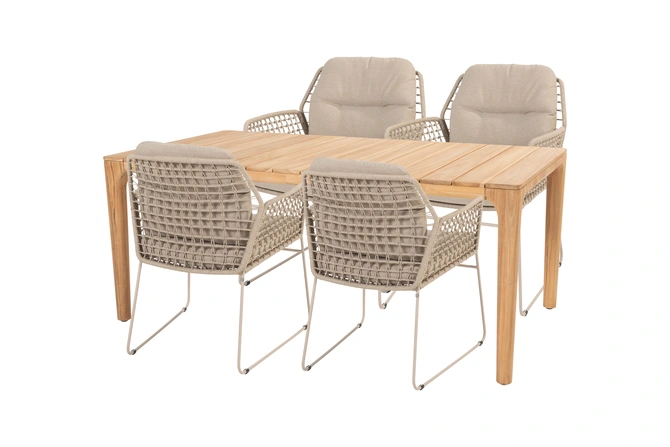 Liam tafel 180x100cm met 4 Albano stoelen, 4 Seasons Outdoor, Tuincentrum Outlet
