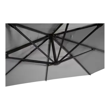 Libra 2,5x2,5m grijs met verrijdbare 70kg voet parasol detail doek, Lesli Living, tuincentrumoutlet