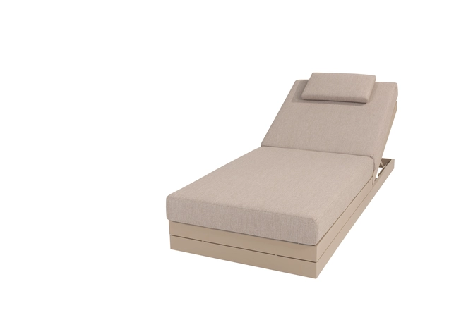 Cali sunbed latte met kussen voorkant omhoog, 4 Seasons Outdoor, tuincentrumoutlet.com