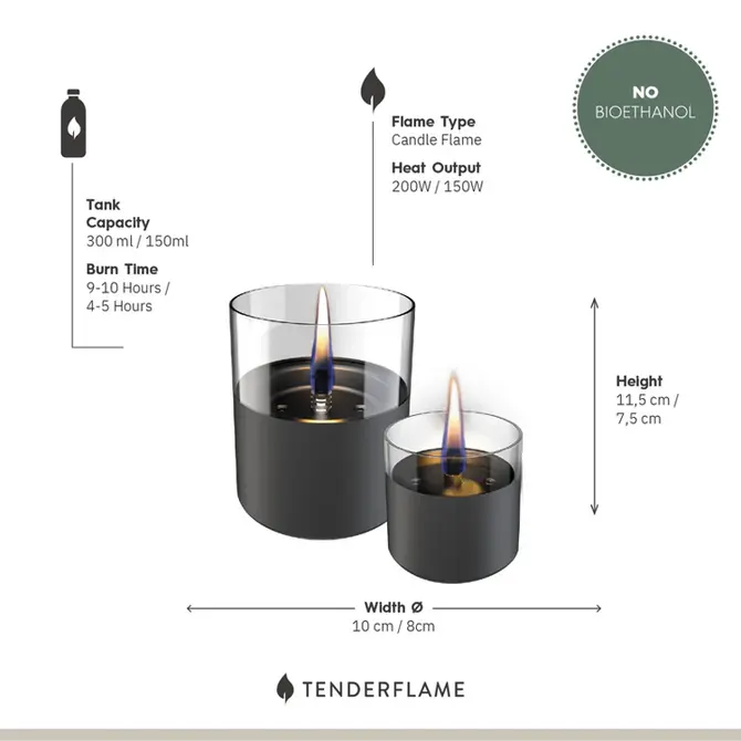 Lilly 8 &10 duo pack Gun metal informatie, Tenderflame, tuincentrumoutlet.com