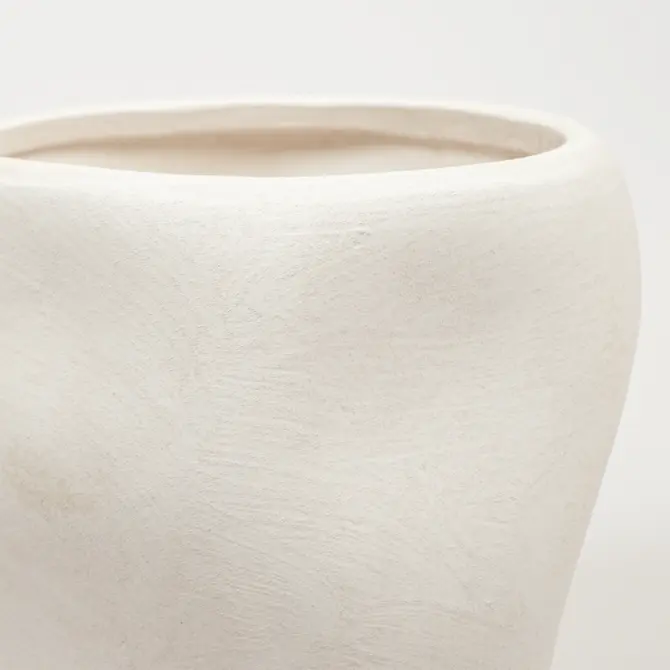 Lisboa organische bloempot voor binnen 14X14X13CM detail wit, Daan Kromhout, Tuincentrumoutlet.com