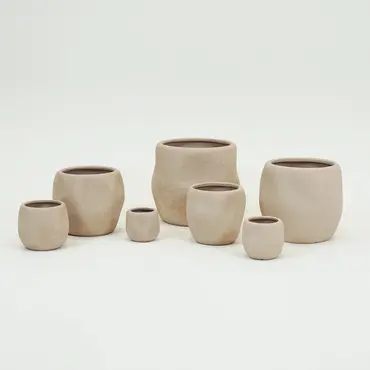 Lisboa organische bloempot voor binnen combinatie 14X14X13CM zand, Daan Kromhout, Tuincentrumoutlet.com