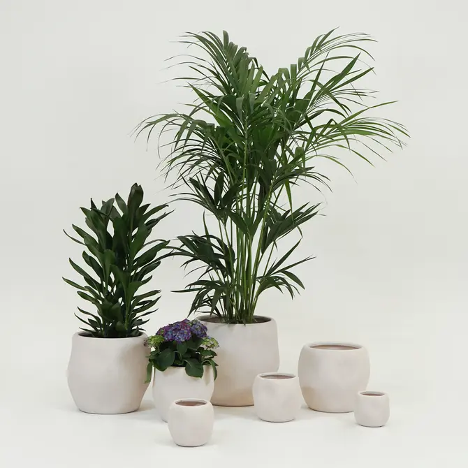 Lisboa organische bloempot voor binnen 16X16X15CM wit, Daan Kromhout, Tuincentrumoutlet.com