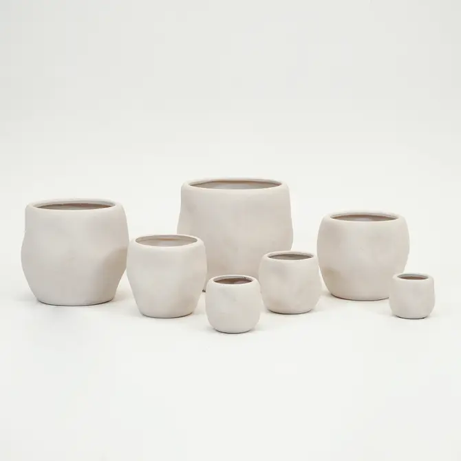 Lisboa organische bloempot voor binnen 30X30X26CM wit combinatie, Daan Kromhout, Tuincentrumoutlet.com