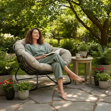 Lounge schommelstoel Royal Rocking II grijs/creme, Vita Tuinmeubelen, tuincentrumoutlet.com