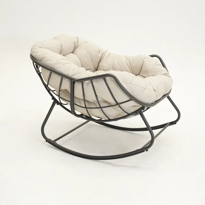 Lounge- schommelstoel Royal Rocking II grijs/crème met hoes - afbeelding 3