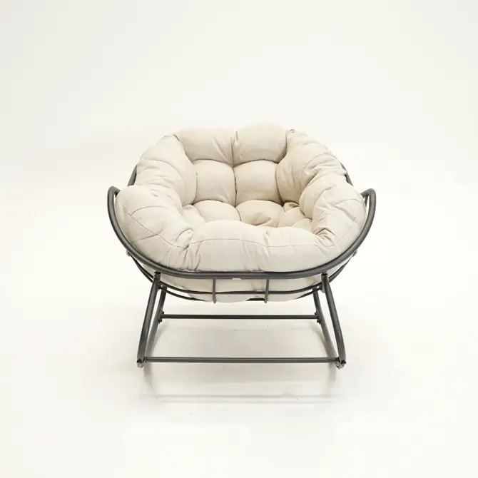 Lounge- schommelstoel Royal Rocking II grijs/crème met hoes - afbeelding 4
