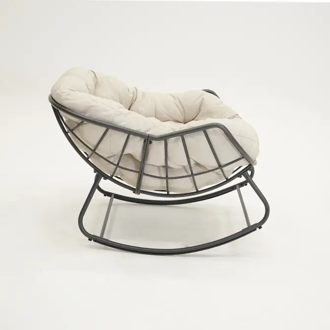 Lounge- schommelstoel Royal Rocking II grijs/crème met hoes - afbeelding 5