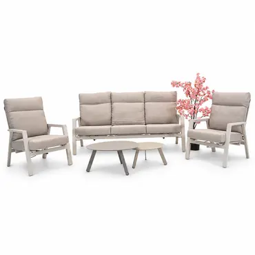 Loungebank Ohio crème 3-pers achter detail, Lesli Living, tuincentrumoutletl
