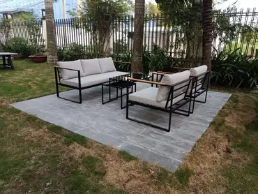 Loungeset Vita Acre m. 3 zits bank - zwart/grijs, tuinmeubels, foto 1