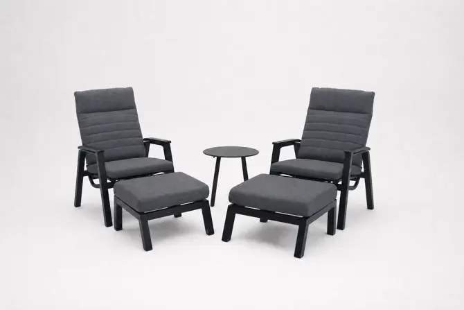Loungeset Allegro met 2 down town voetenbankjes en tafeltje, Lesli Living, tuincentrumoutlet.com